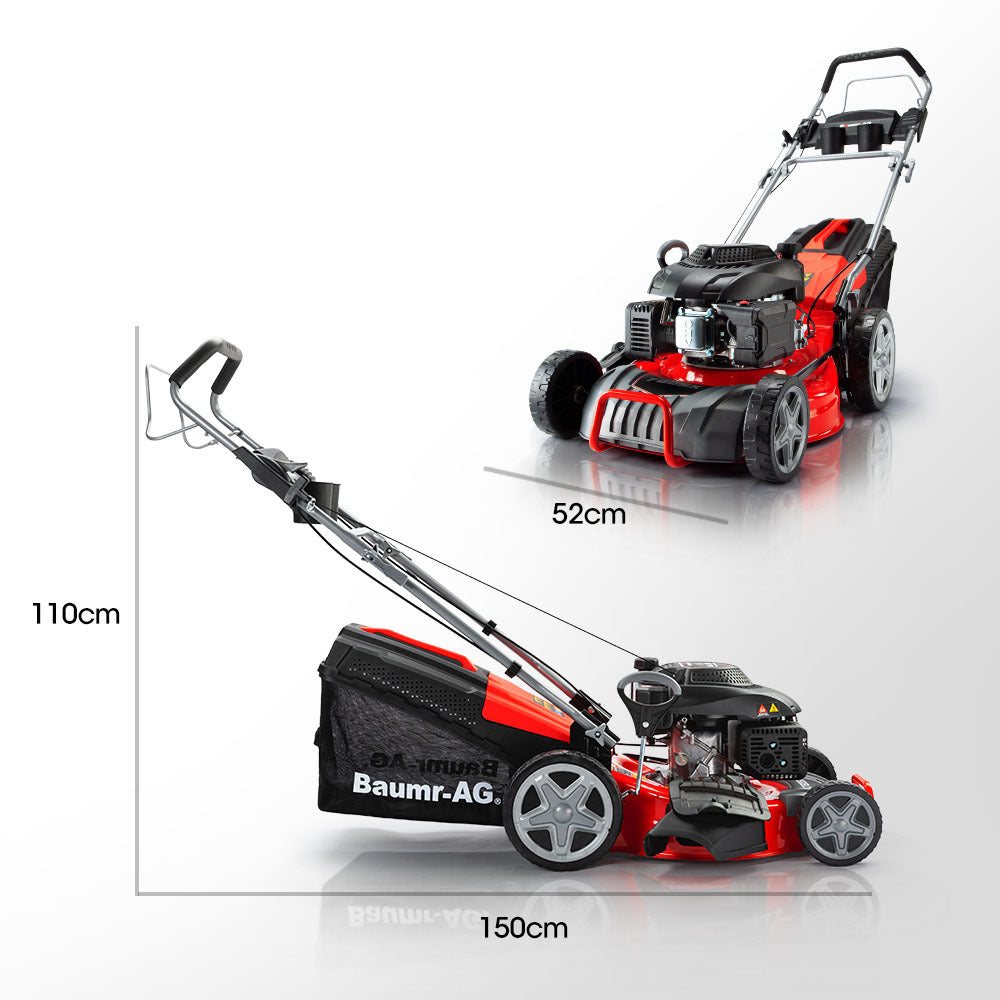 Outdoor Power Equipment: Baumr-AG Lawn Mower 18 220cc Petrol Self-Propelled Push Lawnmower 4-Stroke