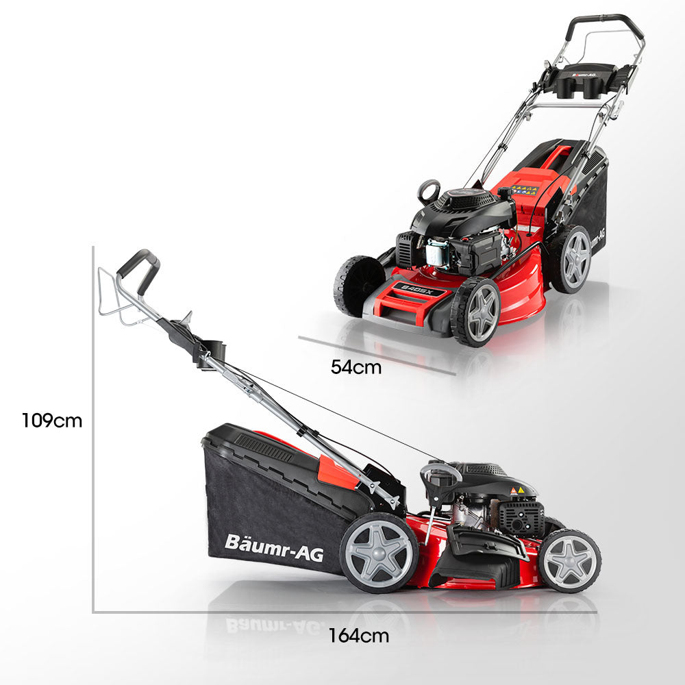 Outdoor Power Equipment: Baumr-AG 220cc Lawn Mower 4-Stroke 20 Inch Petrol Lawnmower 4-in-1 Self-Propelled Push