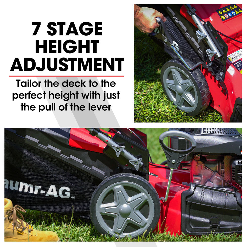 Outdoor Power Equipment: Baumr-AG 220cc Lawn Mower 4-Stroke 20 Inch Petrol Lawnmower 4-in-1 Self-Propelled Push