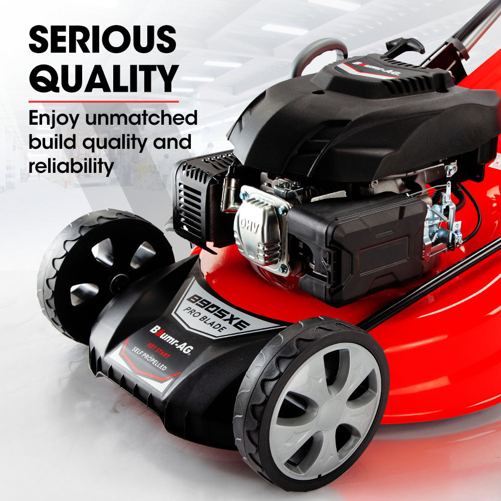 Outdoor Power Equipment: Baumr-AG 248cc Lawn Mower 4-Stroke 21 Inch Petrol Lawnmower 4-in-1 Self-Propelled Electric Start