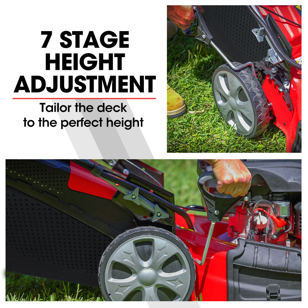 Outdoor Power Equipment: Baumr-AG 248cc Lawn Mower 4-Stroke 21 Inch Petrol Lawnmower 4-in-1 Self-Propelled Electric Start