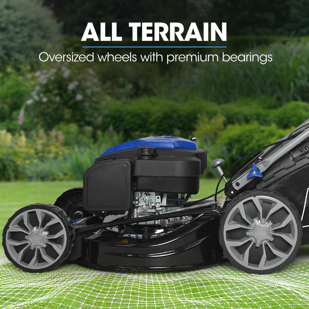 Outdoor Power Equipment: PowerBlade 22" 224cc Self-Propelled Lawn Mower, Electric Start, 7 Height, Steel Deck, Deck Wash Port, OHV 4-Stroke Petrol - VS1000