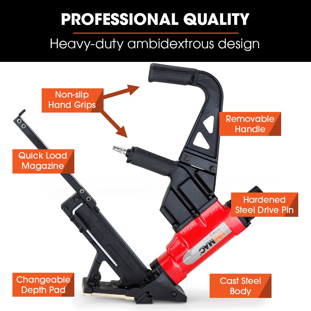 UNIMAC NHF100 37-50mm 16ga Flooring Air Gun Driver, Heavy Duty Pneumatic Floor Nail Gun