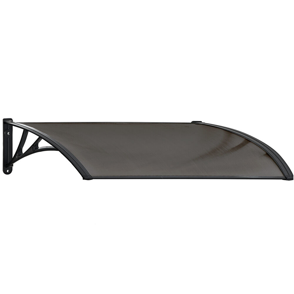 Awnings: SHADE SHIELD 1x1m Aluminium Exterior Awning, Black DIY External UV Rain Protection Grey Tinted Polycarbonate Canopy Cover