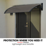 Awnings: SHADE SHIELD 1x1m Aluminium Exterior Awning, Black DIY External UV Rain Protection Grey Tinted Polycarbonate Canopy Cover