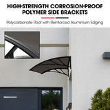 Awnings: SHADE SHIELD 1x1m Aluminium Exterior Awning, Black DIY External UV Rain Protection Grey Tinted Polycarbonate Canopy Cover
