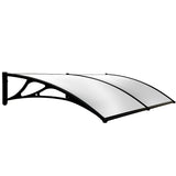Awnings: SHADE SHIELD 2x1m Aluminium Exterior Awning, Black DIY External UV Rain Protection Clear Polycarbonate Canopy Cover