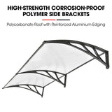 Awnings: SHADE SHIELD 2x1m Aluminium Exterior Awning, Black DIY External UV Rain Protection Clear Polycarbonate Canopy Cover