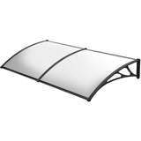 Awnings: SHADE SHIELD 2x1m Aluminium Exterior Awning, Black DIY External UV Rain Protection Clear Polycarbonate Canopy Cover