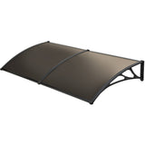 Awnings: SHADE SHIELD 2x1m Aluminium Exterior Awning, Black DIY External UV Rain Protection Grey Tinted Polycarbonate Canopy Cover