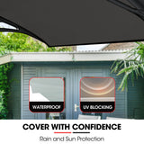 Awnings: SHADE SHIELD 2x1m Aluminium Exterior Awning, Black DIY External UV Rain Protection Grey Tinted Polycarbonate Canopy Cover