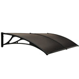 Awnings: SHADE SHIELD 2x1m Aluminium Exterior Awning, Black DIY External UV Rain Protection Grey Tinted Polycarbonate Canopy Cover