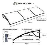 Awnings: SHADE SHIELD 3x1m Aluminium Exterior Awning, Black DIY External UV Rain Protection Clear Polycarbonate Canopy Cover