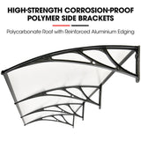 Awnings: SHADE SHIELD 3x1m Aluminium Exterior Awning, Black DIY External UV Rain Protection Clear Polycarbonate Canopy Cover