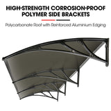 Awnings: SHADE SHIELD 3x1m Aluminium Exterior Awning, Black DIY External UV Rain Protection Grey Tinted Polycarbonate Canopy Cover