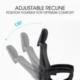 Office & Desk Chairs: FORTIA Ergonomic Office Desk Chair, Height Adjustable Lumbar Support, Mesh Fabric, Headrest, Black