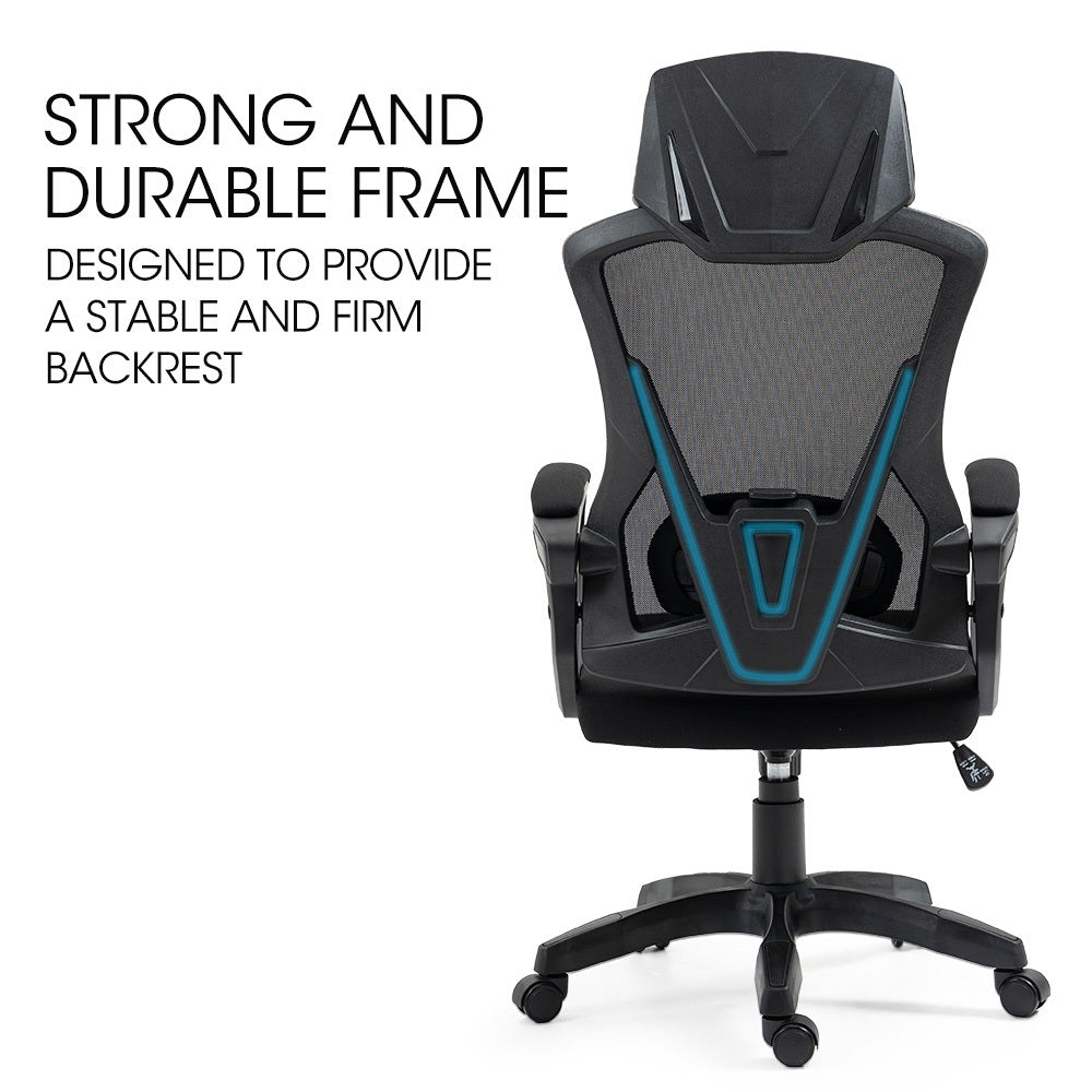 Office & Desk Chairs: FORTIA Ergonomic Office Desk Chair, Height Adjustable Lumbar Support, Mesh Fabric, Headrest, Black
