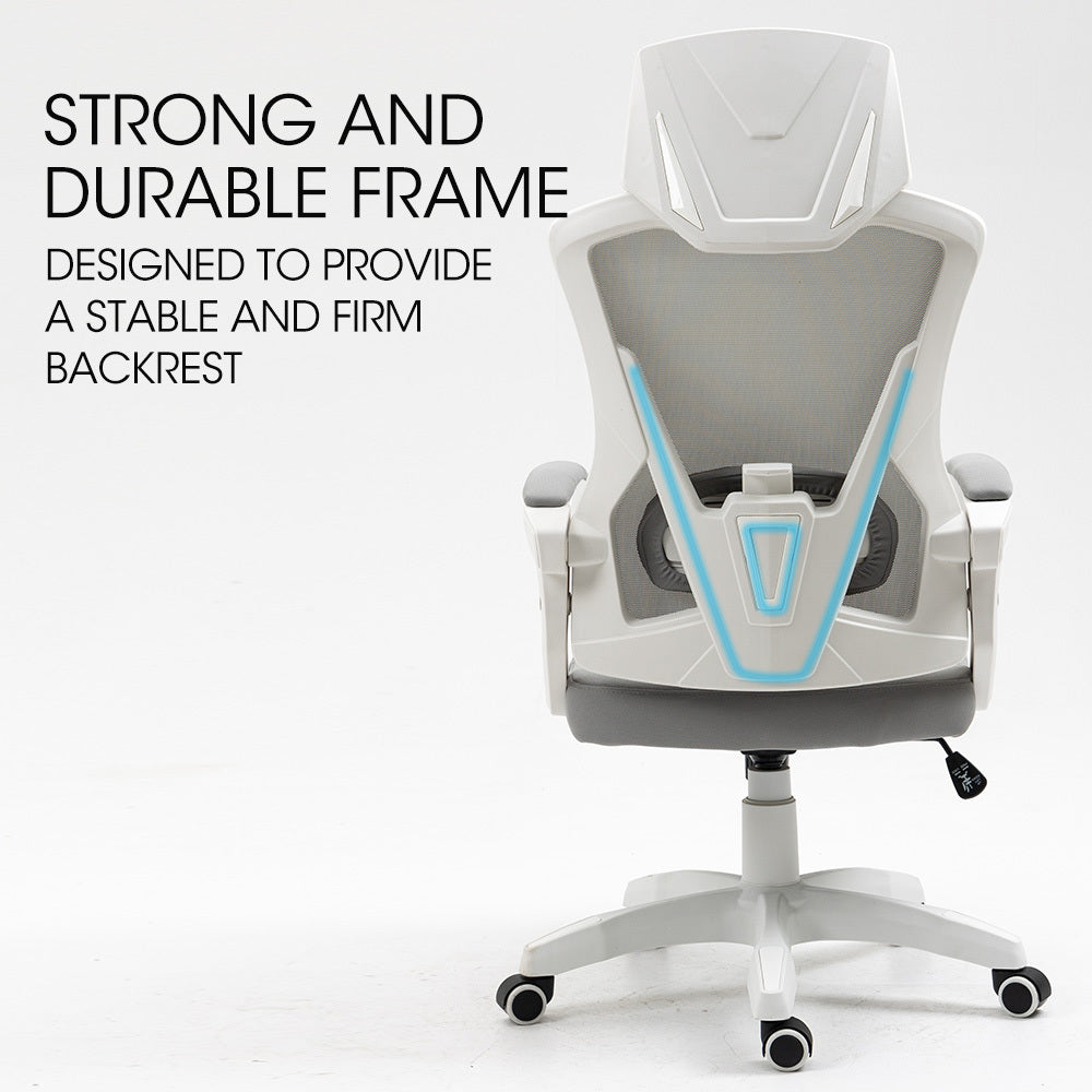Office & Desk Chairs: FORTIA Ergonomic Mesh Office Chair Computer Seat with Headrest Adjustable Recline, White/Grey