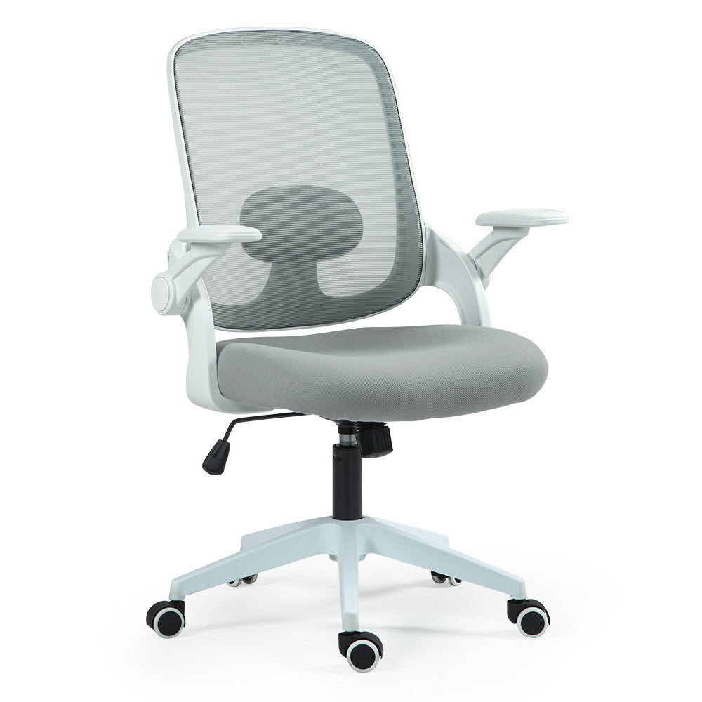 Office & Desk Chairs: Fortia Ergonomic Office Desk Chair, Coolmesh Fabric, Adjustable Recline, Grey Mesh/White Frame