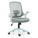 Office & Desk Chairs: Fortia Ergonomic Office Desk Chair, Coolmesh Fabric, Adjustable Recline, Grey Mesh/White Frame