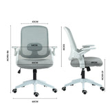 Office & Desk Chairs: Fortia Ergonomic Office Desk Chair, Coolmesh Fabric, Adjustable Recline, Grey Mesh/White Frame