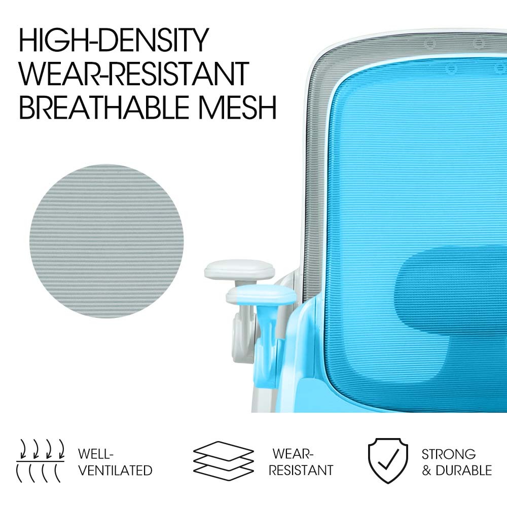 Office & Desk Chairs: Fortia Ergonomic Office Desk Chair, Coolmesh Fabric, Adjustable Recline, Grey Mesh/White Frame