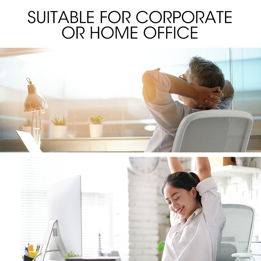 Office & Desk Chairs: Fortia Ergonomic Office Desk Chair, Coolmesh Fabric, Adjustable Recline, Grey Mesh/White Frame