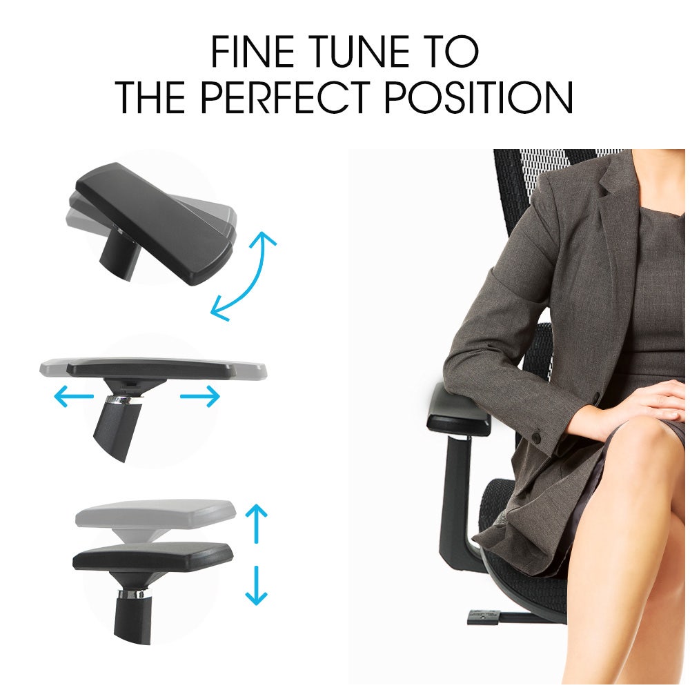 Office & Desk Chairs: Fortia Ergonomic Office Desk Chair, Coolmesh Fabric, Adjustable Lumbar Support, Headrest, Armrest and Recline, Black Mesh/Black Frame
