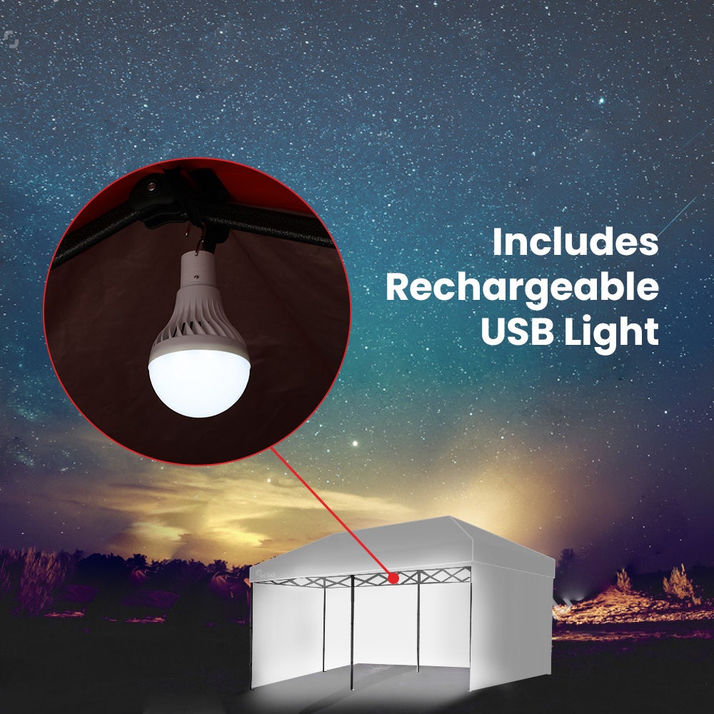 Canopies & Gazebos: RED TRACK Accessory Pack for 6x3m White Gazebo, includes Walls, Wheeled Carry Bag, Rechargeable USB Lamp