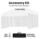 Canopies & Gazebos: RED TRACK Accessory Pack for 6x3m White Gazebo, includes Walls, Wheeled Carry Bag, Rechargeable USB Lamp
