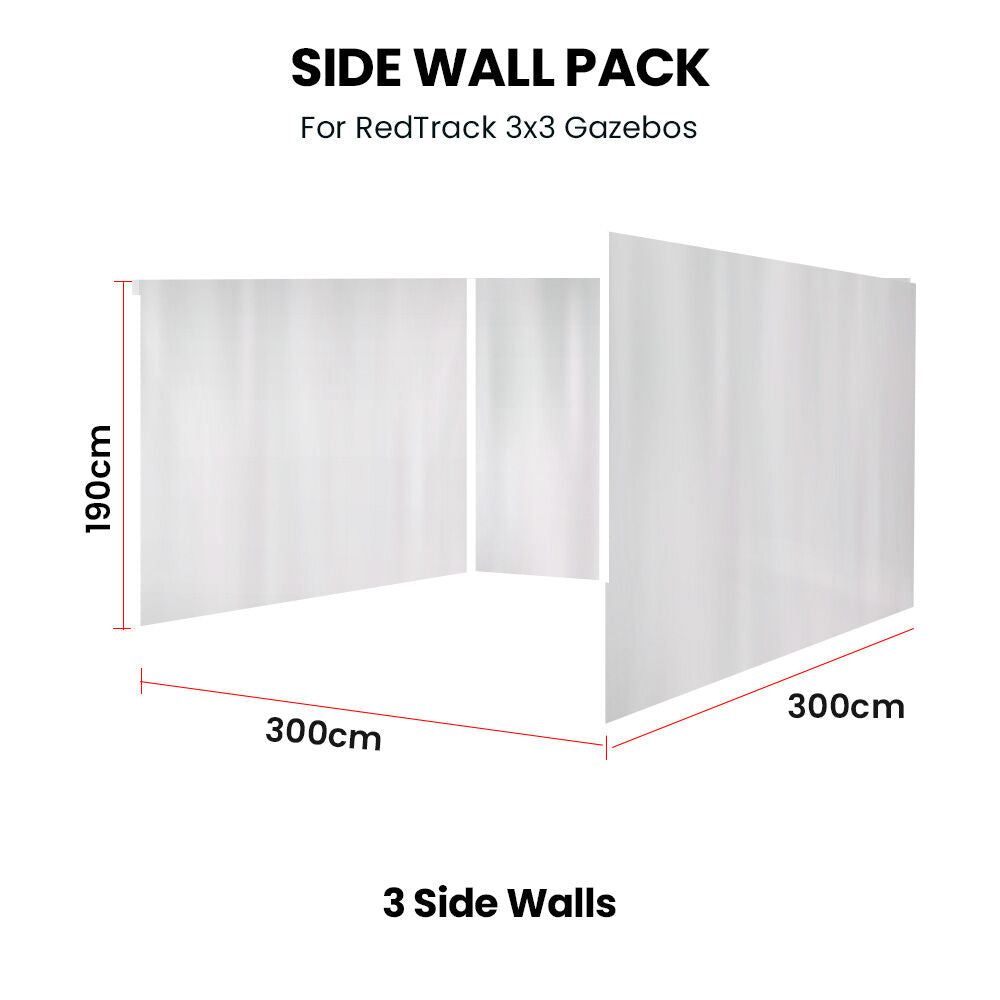Canopies & Gazebos: RED TRACK 3x Side Walls for 3x3m Gazebo, White