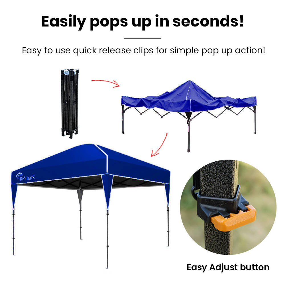 Canopies & Gazebos: RED TRACK 3.6x2.2m Ultra Compact Folding Gazebo, Carry bag, Portable Outdoor Popup Marquee for Camping Beach, Navy Blue