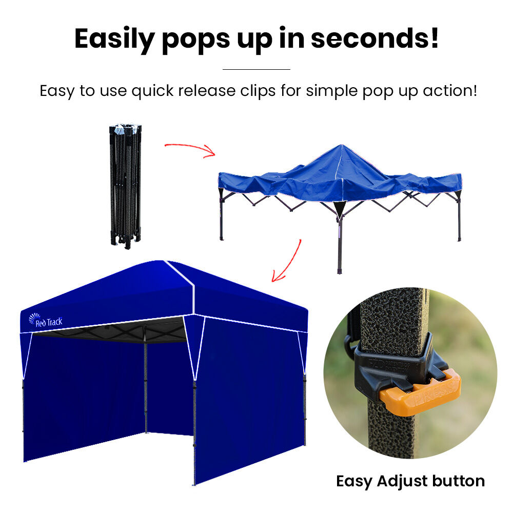 Canopies & Gazebos: RED TRACK 3.6x2.2m Ultra Compact Folding Gazebo, Walls, Carry bag, Portable Outdoor Popup Marquee for Camping Beach, Navy Blue