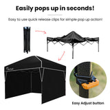 Canopies & Gazebos: RED TRACK 3.6x2.2m Ultra Compact Folding Gazebo, Walls, Carry bag, Portable Outdoor Popup Marquee for Camping Beach, Black