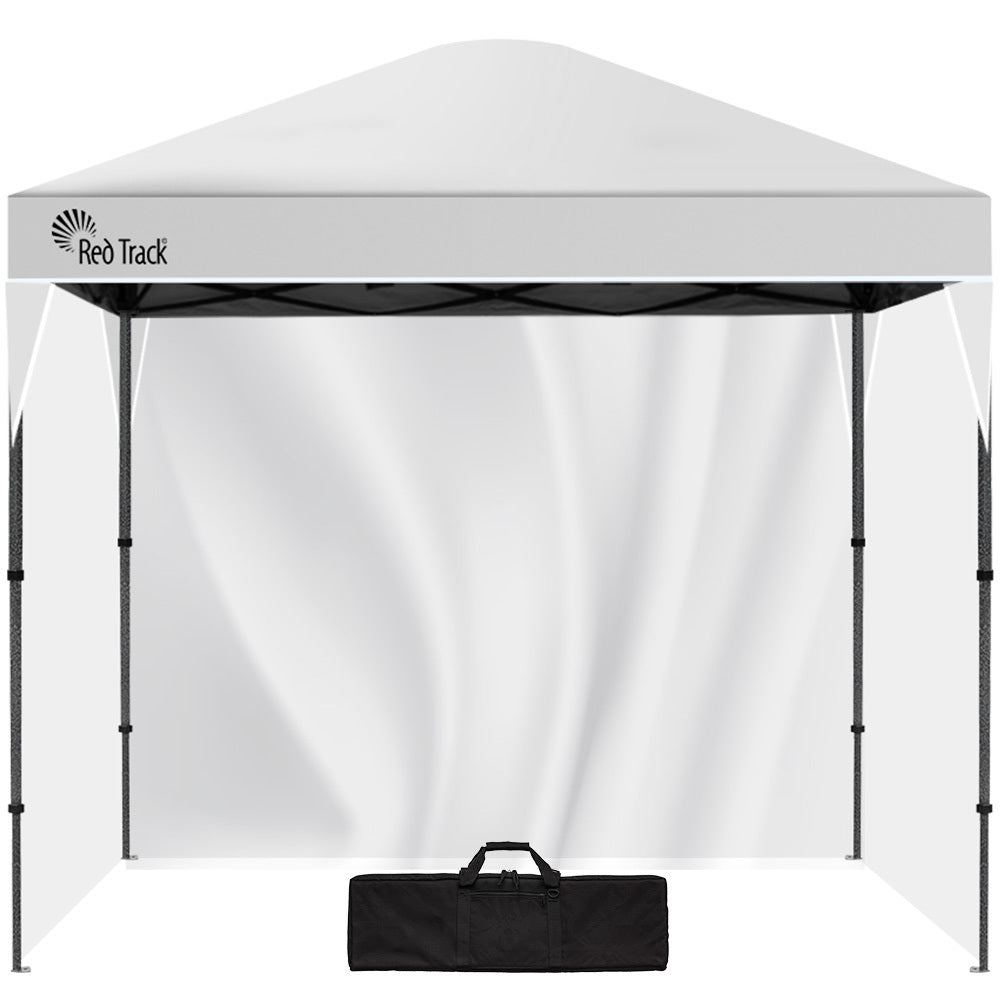Canopies & Gazebos: RED TRACK 3x3m Ultra Compact Folding Gazebo, Walls, Carry bag, Portable Outdoor Popup Marquee for Camping Beach, White