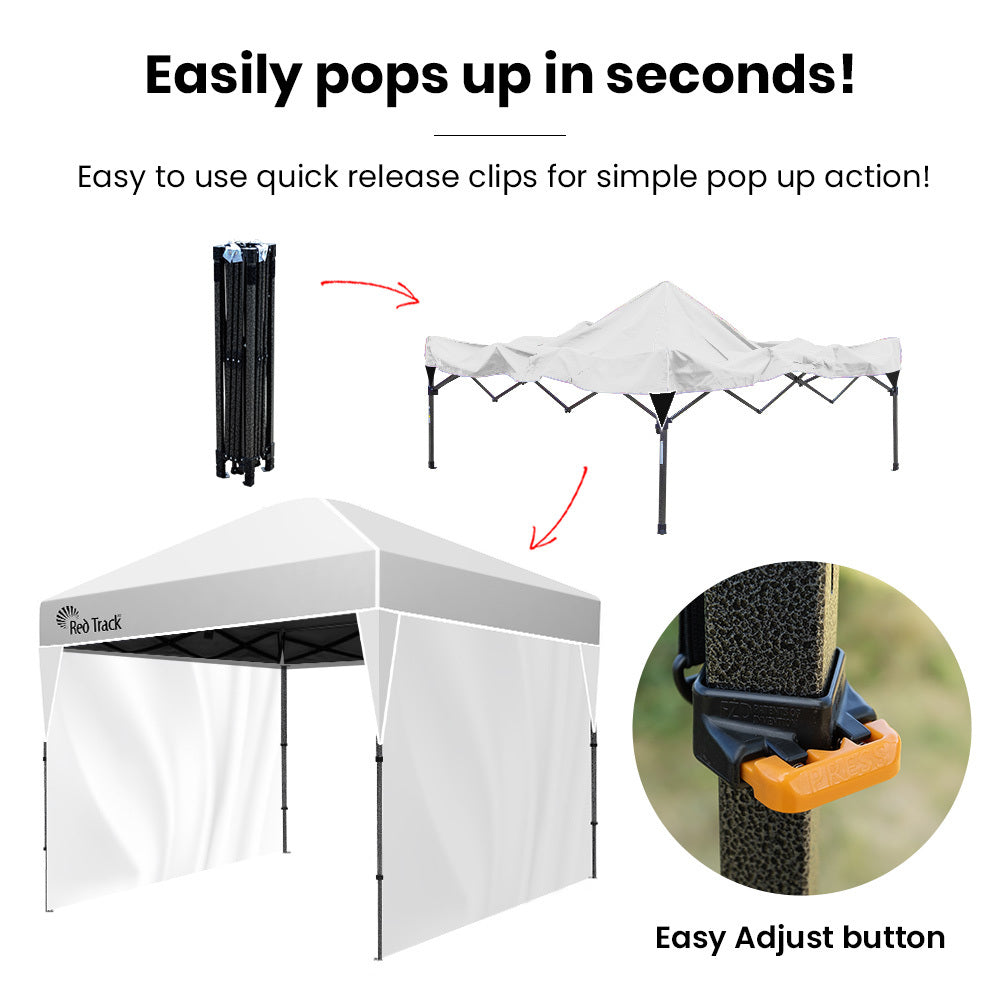Canopies & Gazebos: RED TRACK 3x3m Ultra Compact Folding Gazebo, Walls, Carry bag, Portable Outdoor Popup Marquee for Camping Beach, White