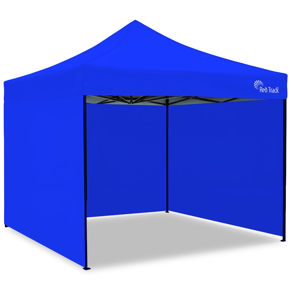 Canopies & Gazebos: RED TRACK 3x3m Premium Pop Up Gazebo Marquee, Patented Steel Cable Canopy Support System, Wheeled Carry Bag, Side Walls, UV Block, Reinforced Frame, Blue