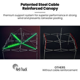 Canopies & Gazebos: RED TRACK 3x3m Premium Pop Up Gazebo Marquee, Patented Steel Cable Canopy Support System, Wheeled Carry Bag, Side Walls, UV Block, Reinforced Frame, Blue