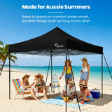 Canopies & Gazebos: RED TRACK 3x3m Premium Pop Up Gazebo Marquee, Patented Steel Cable Canopy Support System, Wheeled Carry Bag, Side Walls, UV Block, Reinforced Frame, Black