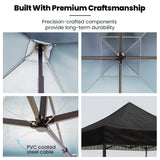 Canopies & Gazebos: RED TRACK 3x3m Premium Pop Up Gazebo Marquee, Patented Steel Cable Canopy Support System, Wheeled Carry Bag, Side Walls, UV Block, Reinforced Frame, Black