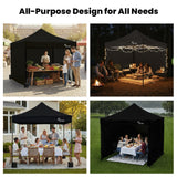 Canopies & Gazebos: RED TRACK 3x3m Premium Pop Up Gazebo Marquee, Patented Steel Cable Canopy Support System, Wheeled Carry Bag, Side Walls, UV Block, Reinforced Frame, Black