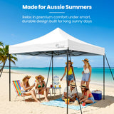 Canopies & Gazebos: RED TRACK 3x3m Premium Pop Up Gazebo Marquee, Patented Steel Cable Canopy Support System, Wheeled Carry Bag, Side Walls, UV Block, Reinforced Frame, White