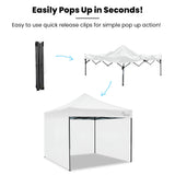 Canopies & Gazebos: RED TRACK 3x3m Premium Pop Up Gazebo Marquee, Patented Steel Cable Canopy Support System, Wheeled Carry Bag, Side Walls, UV Block, Reinforced Frame, White