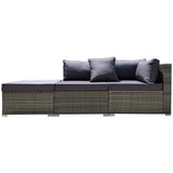 Outdoor Sofas & Lounge Sets: LONDON RATTAN 3 Seater Modular Outdoor Lounge Setting incl. Ottoman, Grey