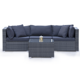 Outdoor Sofas & Lounge Sets: LONDON RATTAN 4 Piece 3 Seater Modular Outdoor Lounge Setting incl. Coffee Table, Grey