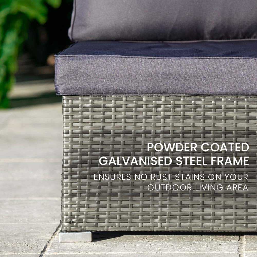 Outdoor Sofas & Lounge Sets: LONDON RATTAN 4 Piece 3 Seater Modular Outdoor Lounge Setting incl. Coffee Table, Grey