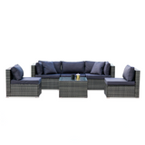 Outdoor Sofas & Lounge Sets: LONDON RATTAN 5 Seater Modular Outdoor Lounge Setting with Coffee Table, Grey