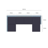 Outdoor Sofas & Lounge Sets: LONDON RATTAN 6 Seater Modular Outdoor Lounge Setting with Ottoman, Grey