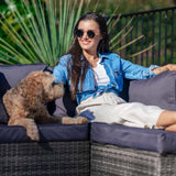 Outdoor Sofas & Lounge Sets: LONDON RATTAN 6 Seater Modular Outdoor Lounge Setting with Ottoman, Grey