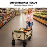 TRUNDL 106L Electric Folding Pull Cart, Powerful Easy Hill Climbing, All-terrain Wheels, Wagon for Beach Camping Shopping, Cream